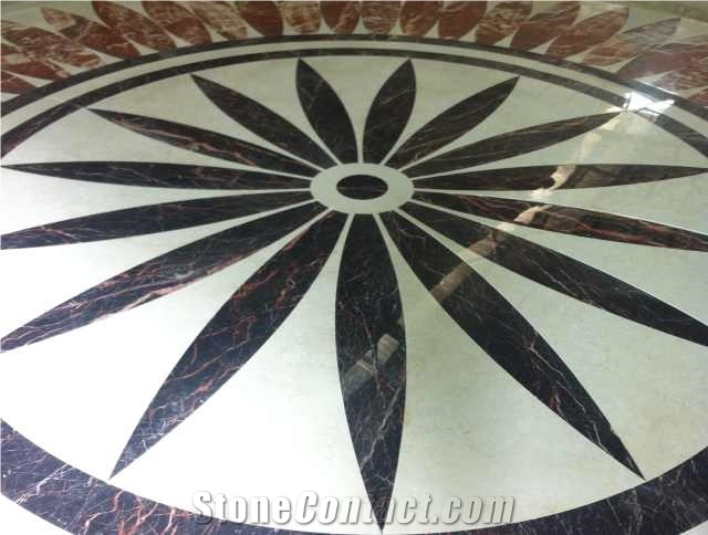 2018 New Design Waterjet Flower Pattern Marble Medallion