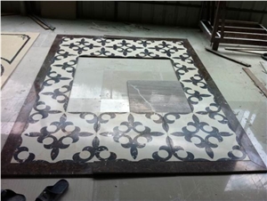 2018 New Design Waterjet Flower Pattern Marble Medallion