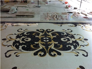 2018 New Design Waterjet Flower Pattern Marble Medallion