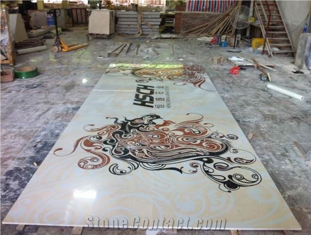 2018 New Design Waterjet Flower Pattern Marble Medallion
