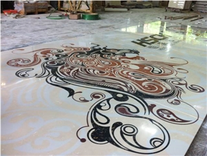 2018 New Design Waterjet Flower Pattern Marble Medallion