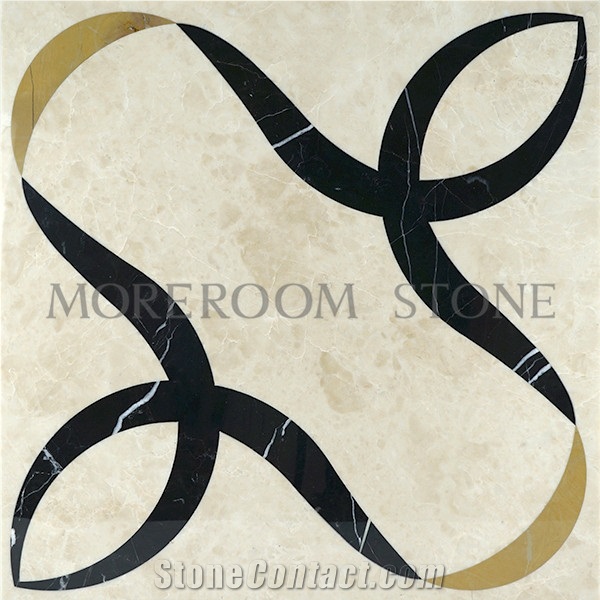 Artistic Inset Marble Composited Waterjet Marble Tile Floor Medallions