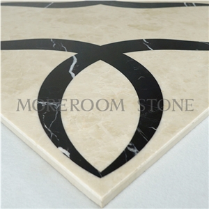 Artistic Inset Marble Composited Waterjet Marble Tile Floor Medallions