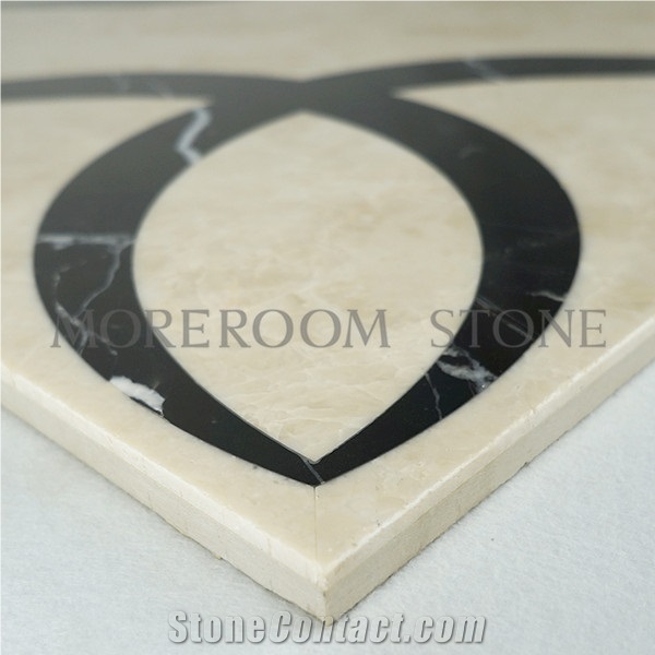 Artistic Inset Marble Composited Waterjet Marble Tile Floor Medallions