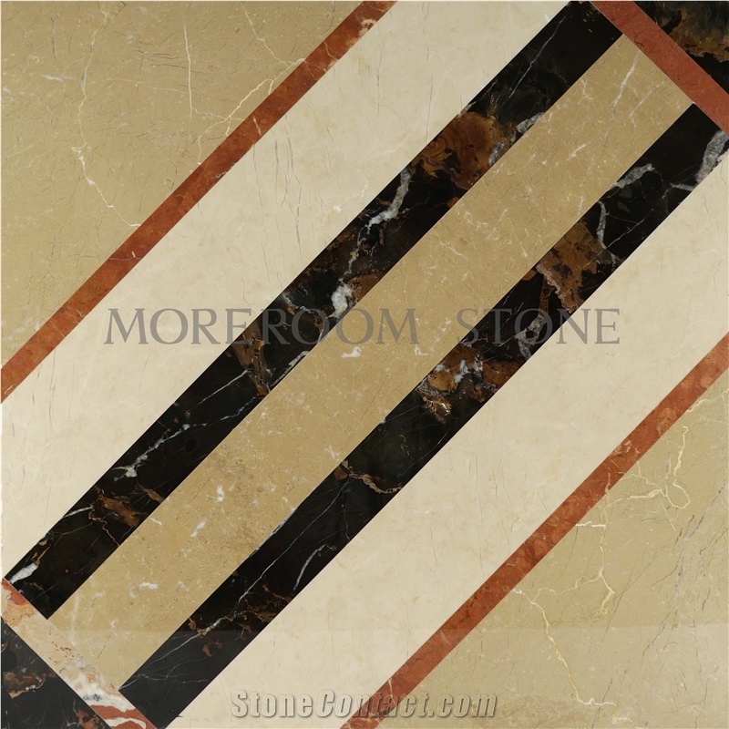 Australia Queensland Golden Beige Composited Marble Floor Tile Composited Medallion