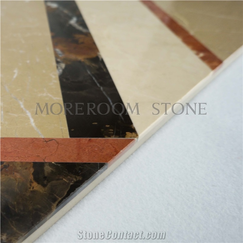 Australia Queensland Golden Beige Composited Marble Floor Tile Composited Medallion