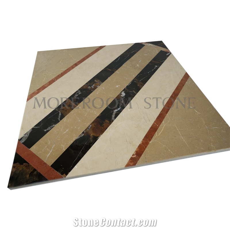 Australia Queensland Golden Beige Composited Marble Floor Tile Composited Medallion