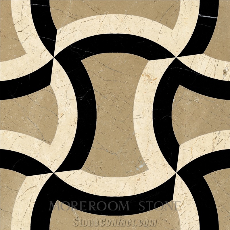 Australian Golden Beige Marble Nero Margiua Floor Medallions Waterjet Medallions Carpet Medallions Square Medallions Ceramic Backed Medallion