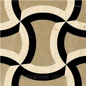 Australian Golden Beige Marble Nero Margiua Floor Medallions Waterjet Medallions Carpet Medallions Square Medallions Ceramic Backed Medallion