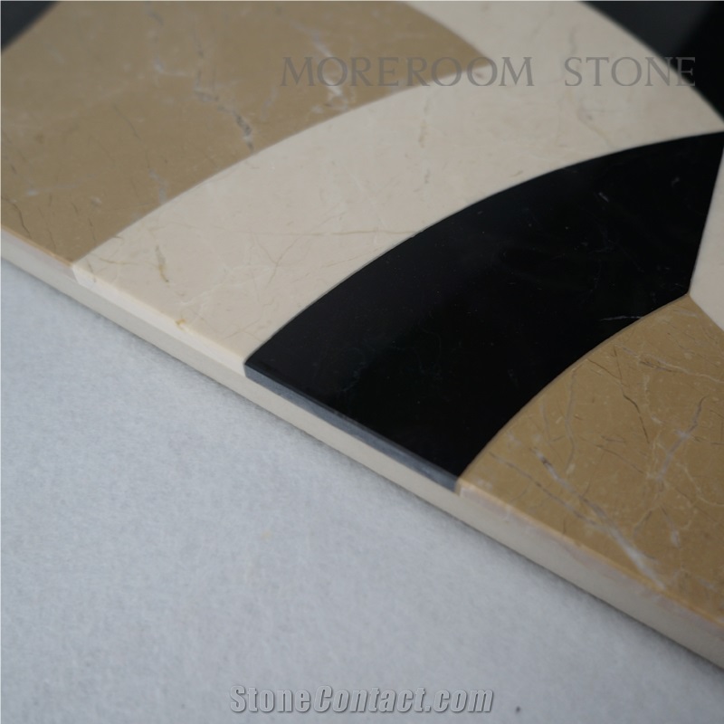 Australian Golden Beige Marble Nero Margiua Floor Medallions Waterjet Medallions Carpet Medallions Square Medallions Ceramic Backed Medallion