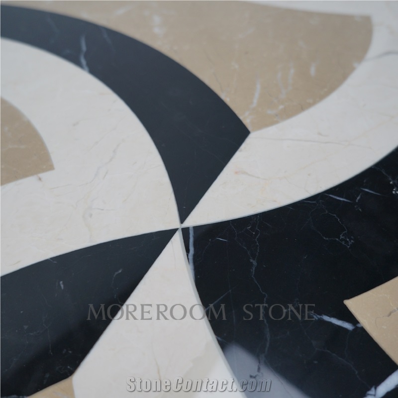 Australian Golden Beige Marble Nero Margiua Floor Medallions Waterjet Medallions Carpet Medallions Square Medallions Ceramic Backed Medallion