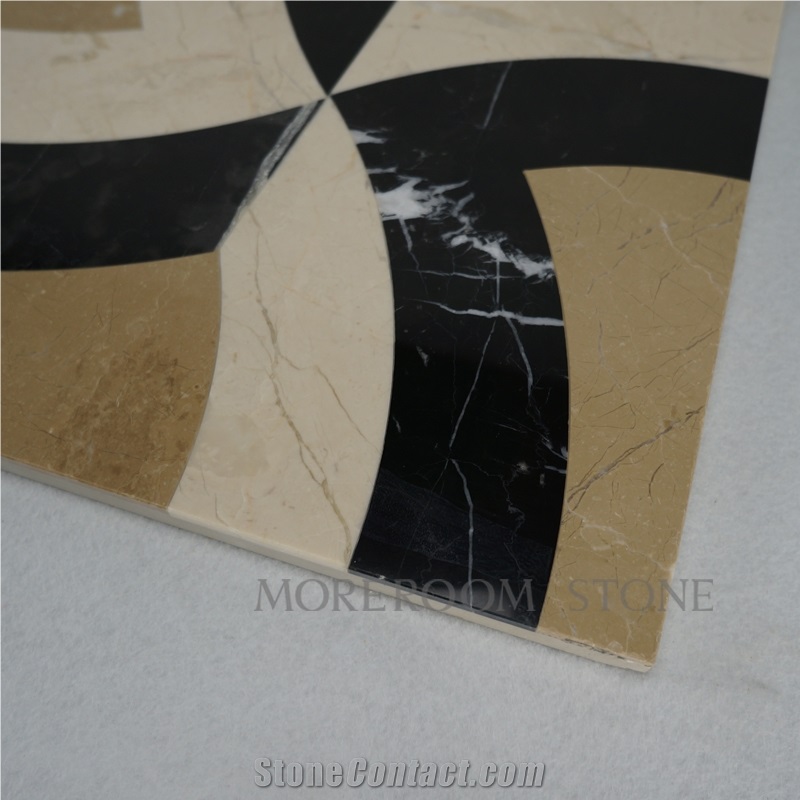 Australian Golden Beige Marble Nero Margiua Floor Medallions Waterjet Medallions Carpet Medallions Square Medallions Ceramic Backed Medallion