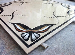 Beige Marble Waterjet Floor Medallion