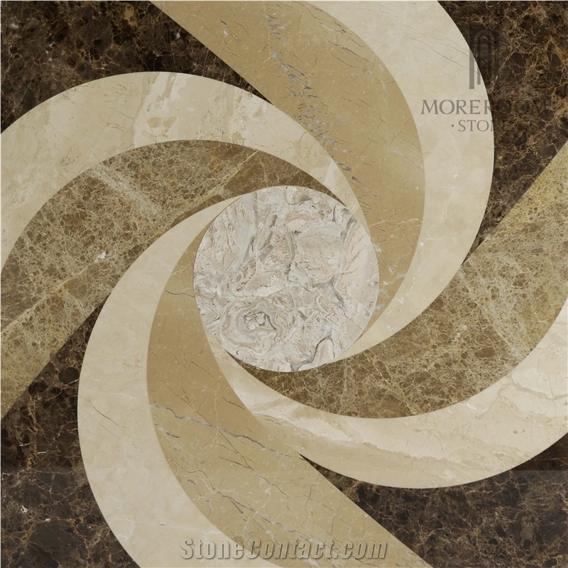 Emperador Dark & Emperador Light Marble Pattern Flooring Medallion Tiles