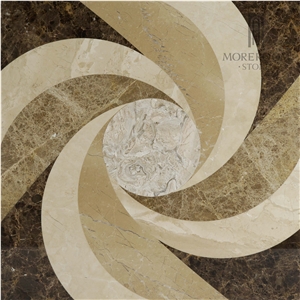 Emperador Dark & Emperador Light Marble Pattern Flooring Medallion Tiles