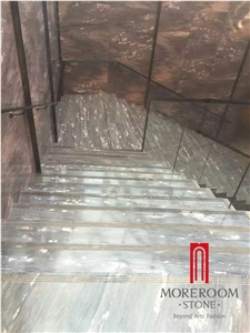 Foshan Marble Factory Turkey Quarry Blue Gray Marble Staircase for Hotel Design