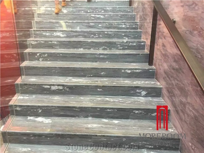 Foshan Marble Factory Turkey Quarry Blue Gray Marble Staircase for Hotel Design