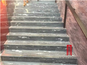 Foshan Marble Factory Turkey Quarry Blue Gray Marble Staircase for Hotel Design
