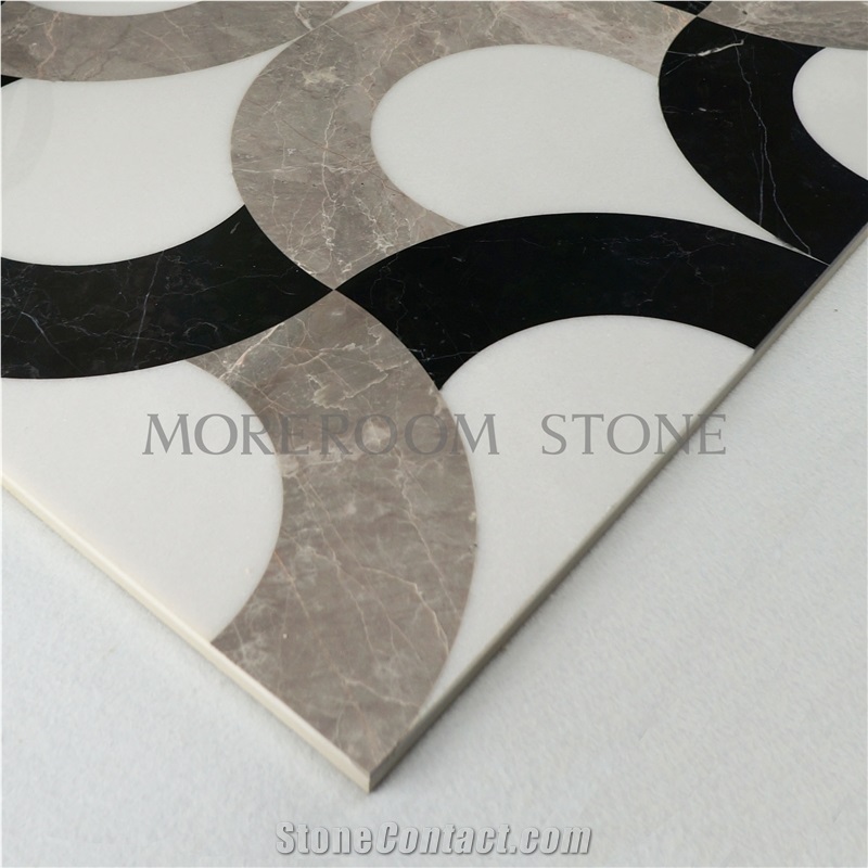 Greece Venus Grey Marble Flooring Water-Jet Medallion Pattern