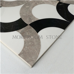 Greece Venus Grey Marble Flooring Water-Jet Medallion Pattern