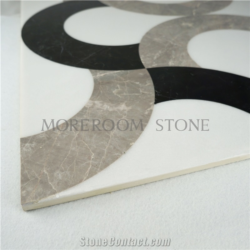 Greece Venus Grey Marble Flooring Water-Jet Medallion Pattern