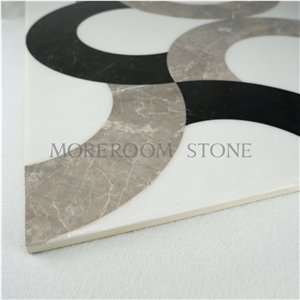 Greece Venus Grey Marble Flooring Water-Jet Medallion Pattern