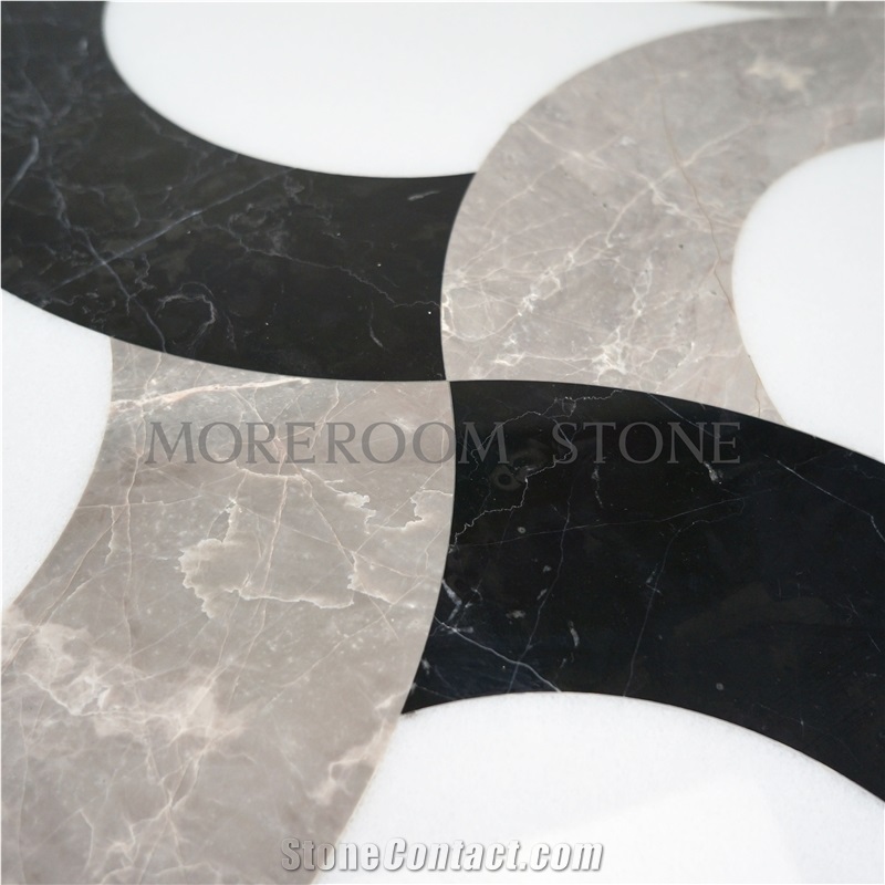 Greece Venus Grey Marble Flooring Water-Jet Medallion Pattern
