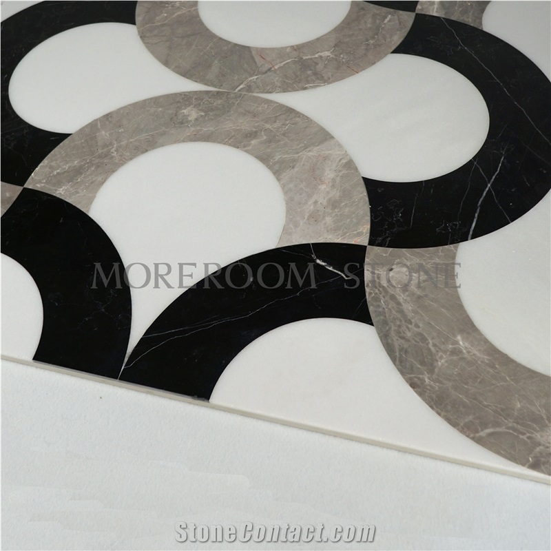 Greece Venus Grey Marble Flooring Water-Jet Medallion Pattern