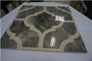 Grey Marble Pattern Slabs Laminated Marble Medallion Tiles
