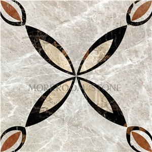 High Quality Marble Medallion, Polished Laminated Marble Flower Marble Floor Design Natural Stone Grey Marble Tiles Marble Floor Design Pictures Marble Inlay
