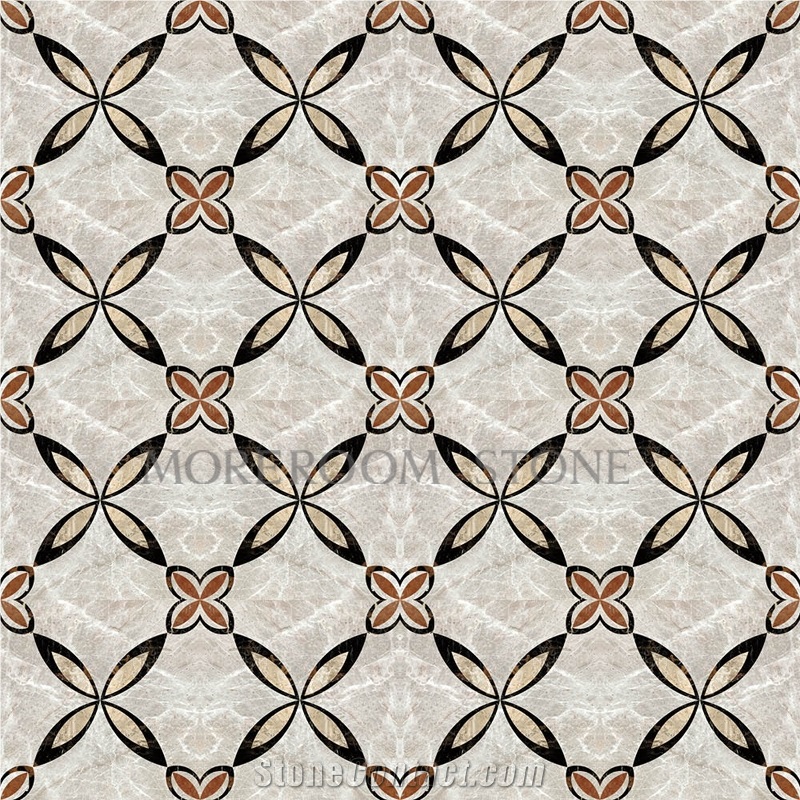 High Quality Marble Medallion, Polished Laminated Marble Flower Marble Floor Design Natural Stone Grey Marble Tiles Marble Floor Design Pictures Marble Inlay