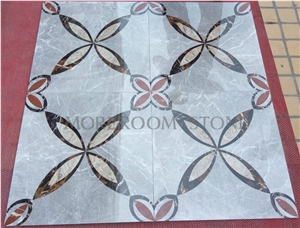 High Quality Marble Medallion, Polished Laminated Marble Flower Marble Floor Design Natural Stone Grey Marble Tiles Marble Floor Design Pictures Marble Inlay