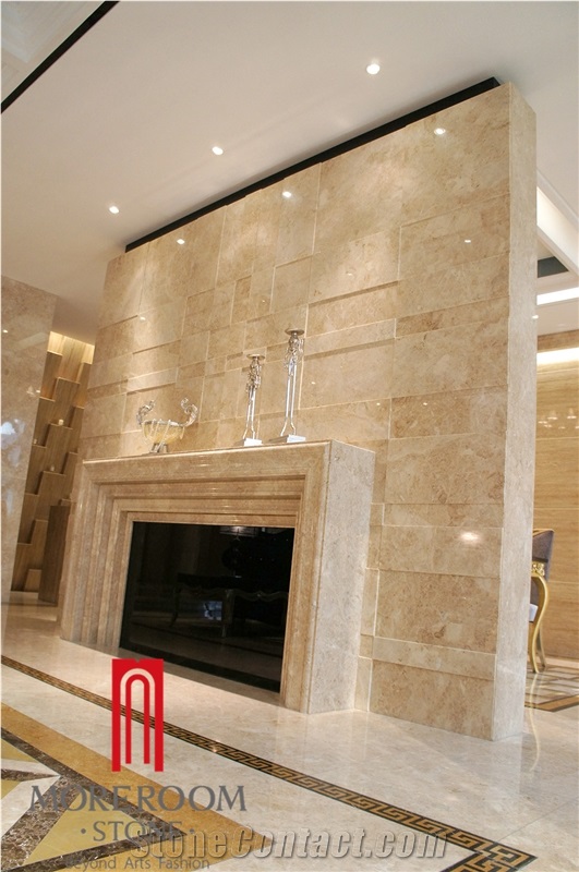 Hot Sale Indoor Latte Beige Marble Stone Fireplace Decorative