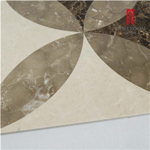 Iran Bosy Grey Marble & Cream Marfil Marble Laminated Flooring Medallion