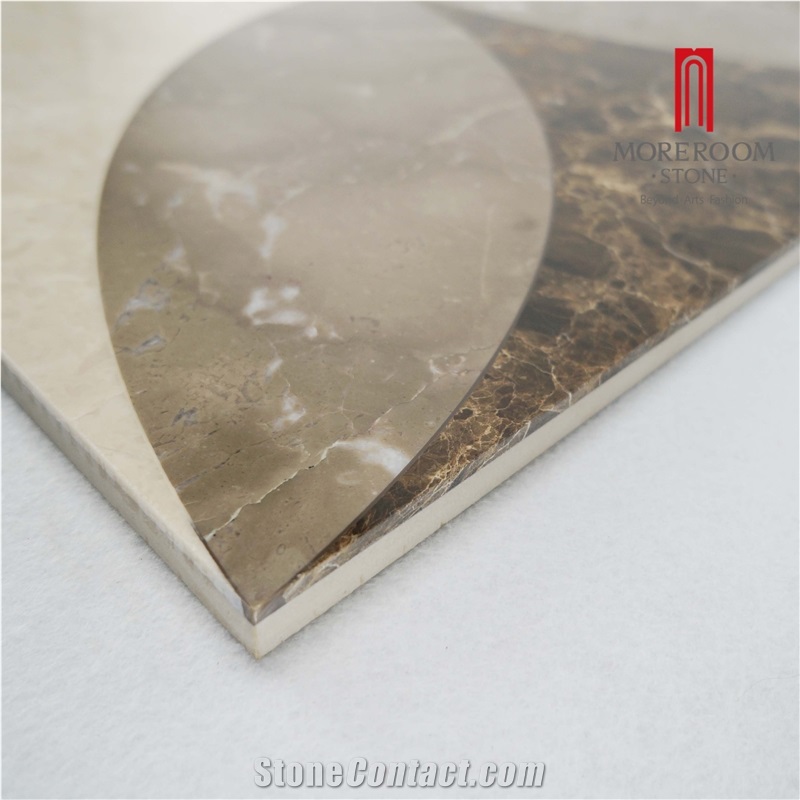 Iran Bosy Grey Marble & Cream Marfil Marble Laminated Flooring Medallion