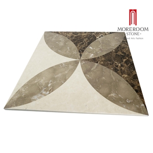 Iran Bosy Grey Marble & Cream Marfil Marble Laminated Flooring Medallion