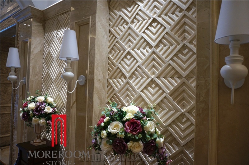 Italy New Wall Design Cream Latte Decorative Marble 3d Wall Panel