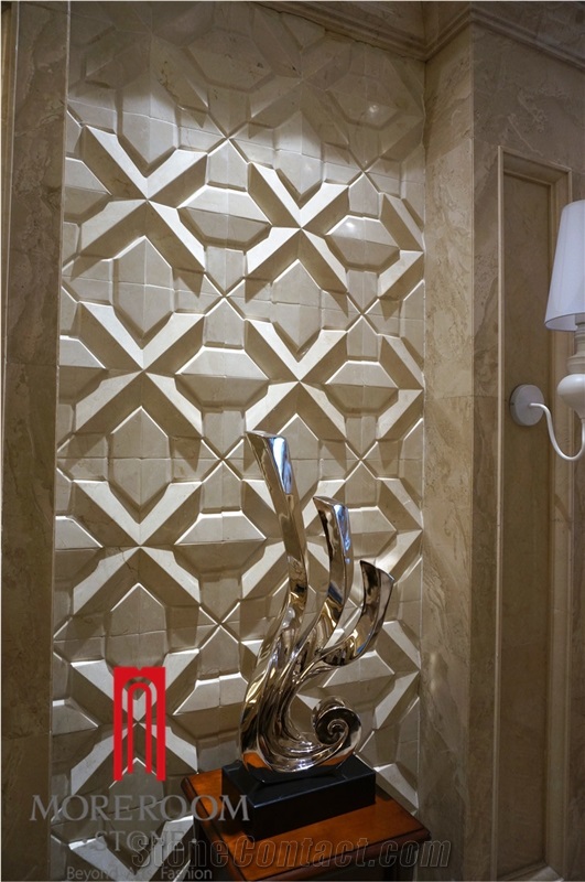 Italy New Wall Design Cream Latte Decorative Marble 3d Wall Panel