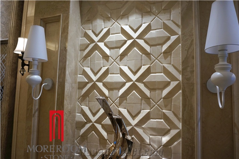 Italy New Wall Design Cream Latte Decorative Marble 3d Wall Panel