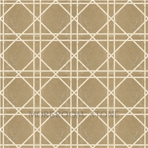 Moreroom Design Australia Golden Beige Composited Marble Waterjet Medallion , Polishing Floor Medallion Tiles, Marble Floor Design Pictures