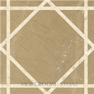 Moreroom Design Australia Golden Beige Composited Marble Waterjet Medallion , Polishing Floor Medallion Tiles, Marble Floor Design Pictures