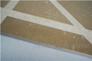 Moreroom Design Australia Golden Beige Composited Marble Waterjet Medallion , Polishing Floor Medallion Tiles, Marble Floor Design Pictures