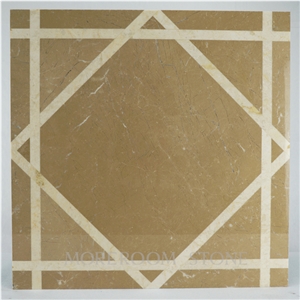 Moreroom Design Australia Golden Beige Composited Marble Waterjet Medallion , Polishing Floor Medallion Tiles, Marble Floor Design Pictures
