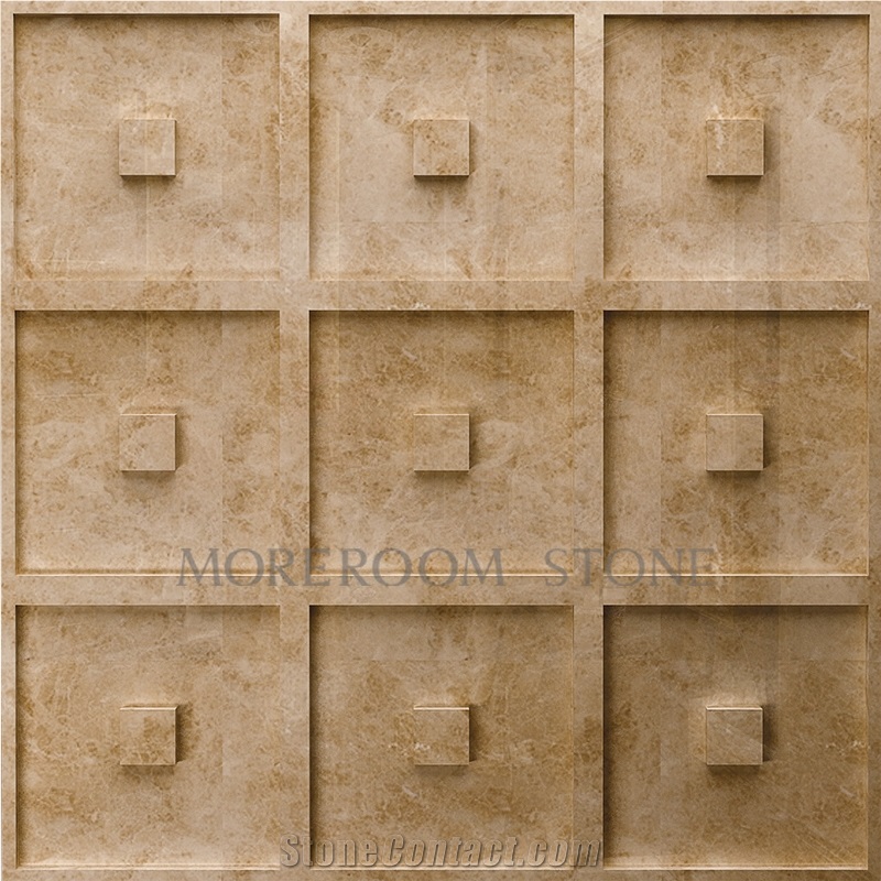 Moreroom Stone Design Turkish Cappucino Beige Marble Wall Tiles, Carving Marble Stone Wall Art Panels Faux Marble Wall Panels