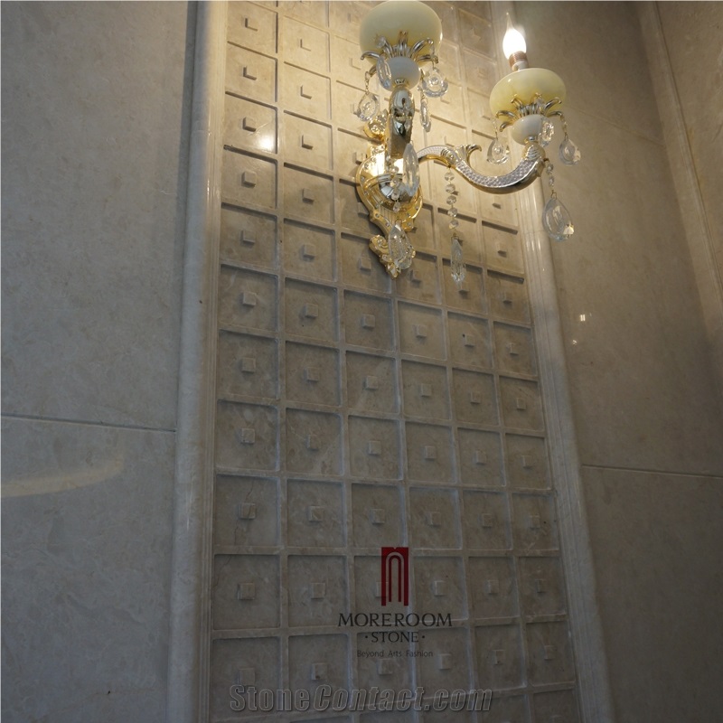 Moreroom Stone Design Turkish Cappucino Beige Marble Wall Tiles, Carving Marble Stone Wall Art Panels Faux Marble Wall Panels