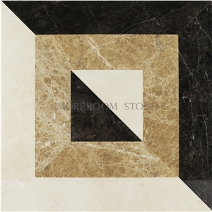 Polished Marble Medallion Turkish Light Emperador Beige Marble Waterjet  Medallions Floor Medallions Ccarpet Medallions Square Medallions Thin Laminated Water-jet Medallions Marble Stone Tiles Price