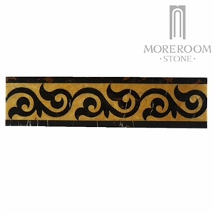 Portoro Gold Marble and Chile Andes Golden Marble Flooring Border Designs Interior Decoration