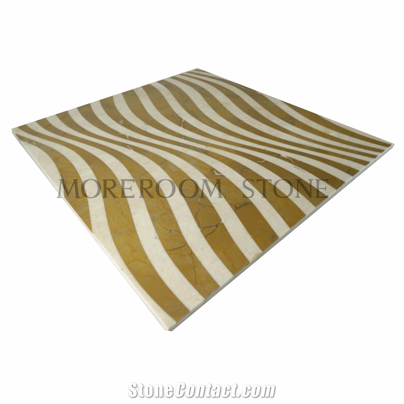 Spain Amarillo Oro Marble & Crema Marfile Marble Pattern Medallion Tiles