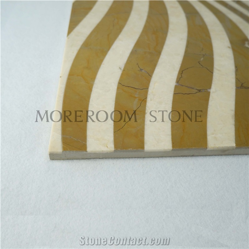 Spain Amarillo Oro Marble & Crema Marfile Marble Pattern Medallion Tiles