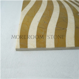 Spain Amarillo Oro Marble & Crema Marfile Marble Pattern Medallion Tiles